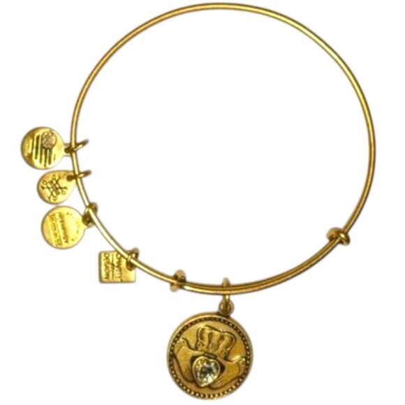 ALEX AND ANI Claddagh Charm Bracelet 2017 Crown Hands Clear Rhinestone Gold Tone - Picture 2 of 7